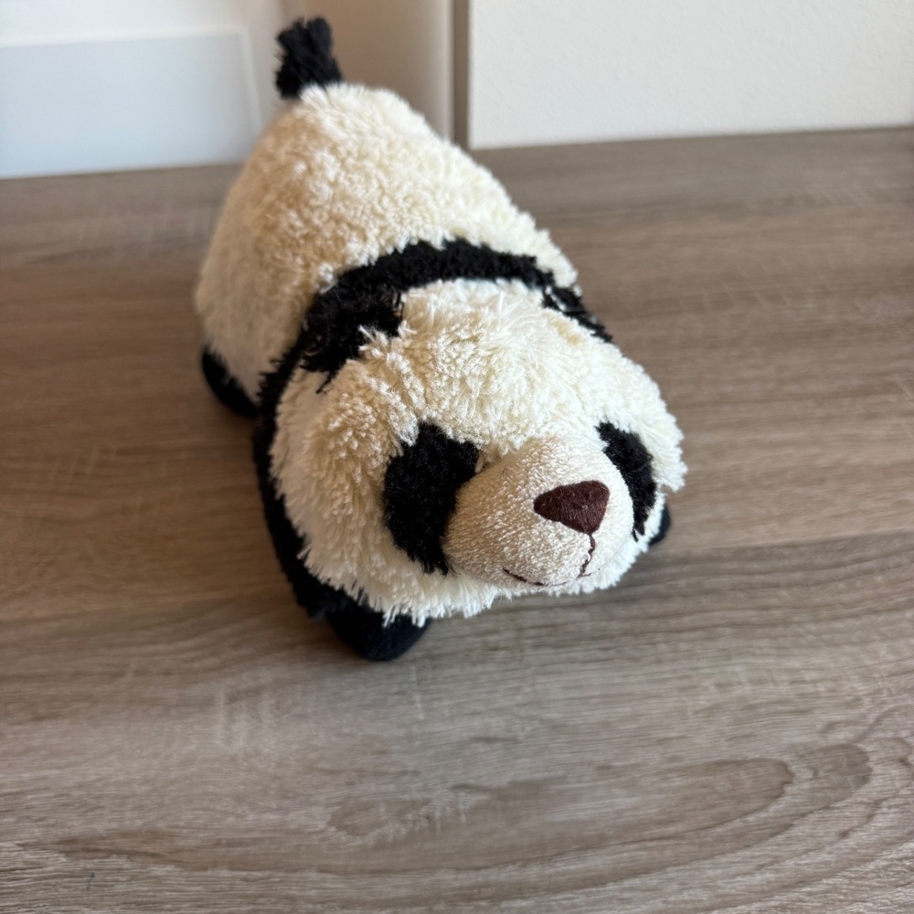 Pillow Pets Pee-wees Panda Plush Stuffed Animal Travel Pillow Black White 11"
